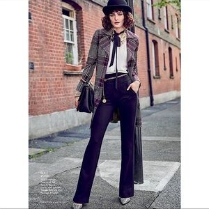 Cabi Sovereign Belted Trench Coat Purple Plaid Jacket Medium